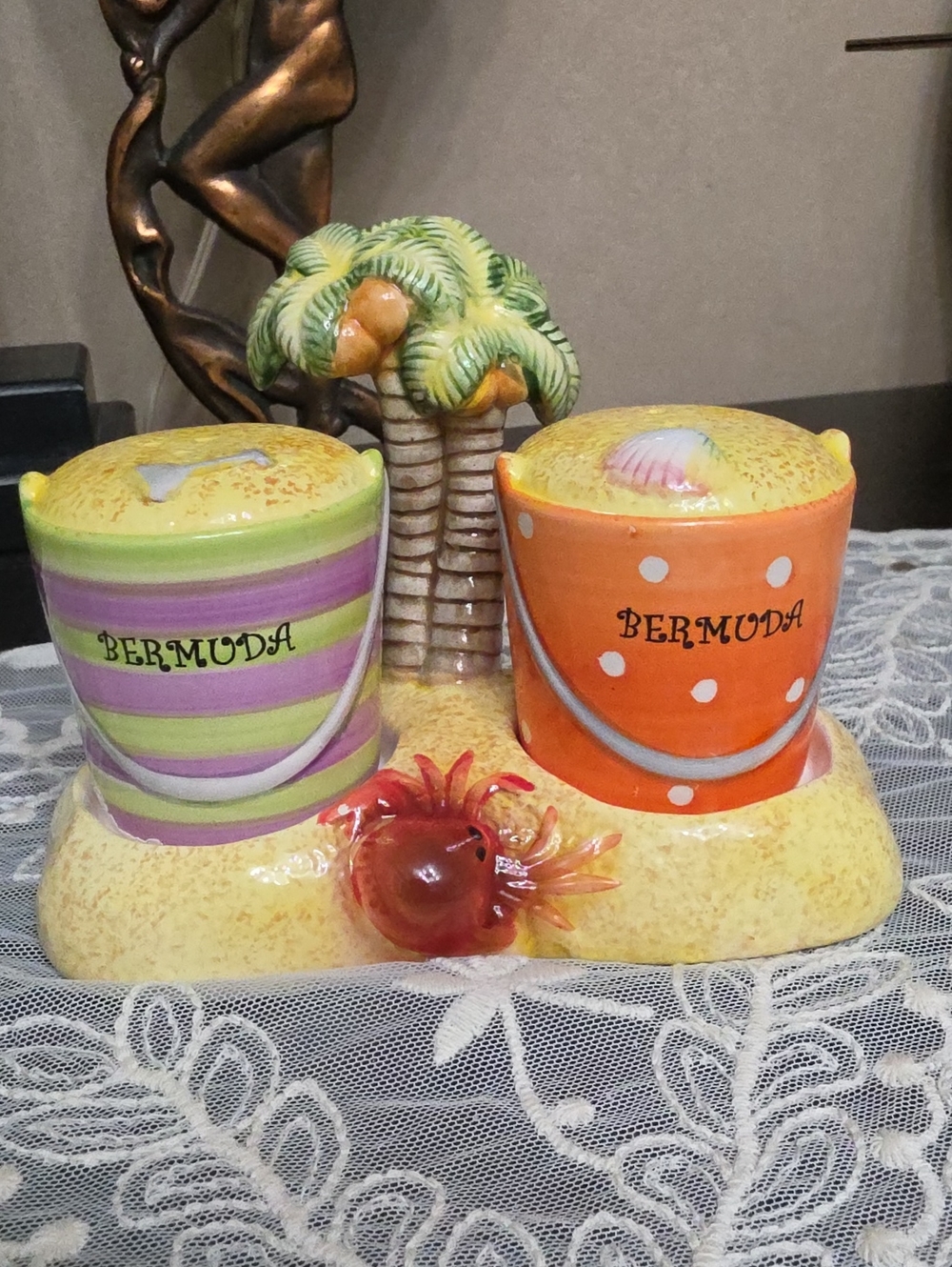 Bermuda Ceramic Beach Bucket Salt & Pepper Shakers